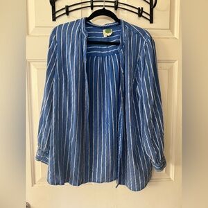 Anthropologie Blue & White Striped Blouse GUC